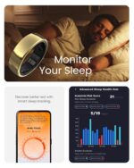 aabo Ring, Health & Fitness Tracker Smart Ring, Advanced Sleep Monitoring, Stress & Activity Tracking, Titanium, IP68 Waterproof (Wireless Charging, Deep Black, 8) - Image 4