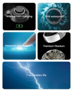 aabo Ring, Health & Fitness Tracker Smart Ring, Advanced Sleep Monitoring, Stress & Activity Tracking, Titanium, IP68 Waterproof (Wireless Charging, Deep Black, 8) - Image 7