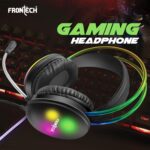 FRONTECH Gaming Headset with RGB Lights | 50mm Driver | Noise-Cancelling Mic | Volume Control | 3.5mm + USB for RGB | Soft Cushions (HF-0015) - Image 3