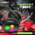 FRONTECH Gaming Headset with RGB Lights | 50mm Driver | Noise-Cancelling Mic | Volume Control | 3.5mm + USB for RGB | Soft Cushions (HF-0015) - Image 5