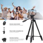 K&F CONCEPT 60'' Camera Phone Tripod Stand, 1.34 lbs Ultra Lightweight with Remote and Cellphone Holder, 360° Panorama, Cold Shoe Interface, Portable for Travel - B174A1 - Image 4