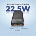 pTron Dynamo Surge 20000mAh 22.5W Fast Charging Power Bank, Supports VOOC/Wrap/Dash USB Charging, USB Type-C Input, 20W PD Fast Charging, 3 Outputs, 1 Input & Multiple Layers of Protection (Black) - Image 3