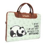 Utazo AreSleeve 15.6 Inch Laptop Sleeve for Men & Women | Waterproof Nylon Business Laptop Bag | Soft Velvety Interior, Padded Protection & Adjustable Strap (Brown & Green Panda) - Image 3