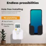 Pack of 4 Wall Mounted Mobile Smartphone Holder Storage Case for Phones with Strong Adhesive Strips|Wall Mount Mobile Stand/Multi-Purpose Stand for Phone Charging (Black) - Image 3
