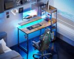 Gaming Desk with Shelves | Reversible Computer Desk with Monitor Stand, Study Writing Table with Storage, Home Office & Gaming Setup (80x50 cm) (Rustic Brown) - Image 3