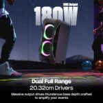 Zebronics Trolley DJ Speaker, 180W, AURACAST Technology, Upto 6.5h Playtime, Dual 20.32cm Full Range Drivers, BT v5.4, Rechargeable Wireless Mic, Mic & Guitar in, AUX, App Support (Roxor Plus) - Image 3