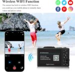 Digital Camera for Photography, 4K, 64MP Vlogging Camera for YouTube, 3" 180° Flip Screen 18X Digital Zoom Compact Vlog Travel Camera with 4K WiFi, 32GB TF Card & 1 Batteries, Black - Image 3