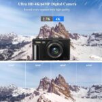 Digital Camera for Photography, 4K, 64MP Vlogging Camera for YouTube, 3" 180° Flip Screen 18X Digital Zoom Compact Vlog Travel Camera with 4K WiFi, 32GB TF Card & 1 Batteries, Black - Image 4