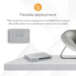 Zyxel 5-Port 100M/1G/2.5G Ethernet (RJ-45) Multi-Gigabit Unmanaged Switch | Plug and Play | Fanless Quiet | Desktop and Wall Mount | Auto MDI/MDIXSupport | Gaming (MG-105) - Image 4