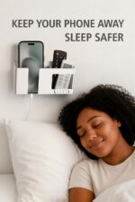 Mobile Phone Charging Stand, Multi-Functional Storage Holder, Bedside Fixed Rack, Bedroom, Office Accessories, Portable Electronic Devices (White) - Image 3