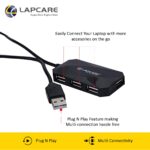 Lapcare USB 2.0 4-Port Hub, Ergonomic Design, Support Data Transfer Rate 1.5/12/480mb/s with 1meter Cable (Black) - Image 3