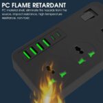 Extension Board with USB Ports 2500W Extension Fire Resistant 3 Socket with 38W 3 USB & 20W Fast 2 Type C Ports Fast Charger Heavy Duty & Universal Surge Protection Sockets with 2 Miter Wire - Image 3