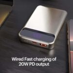 Stuffcool Click 10000mAh Slim Magnetic Wireless Powerbank Natural Titanium Finish Perfect for iPhone 16,15,14,13,12 with Led Display and 20W Fast Wired Charging - Charges iPhone 50% in 30 mins - Image 4