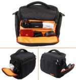 DSLR/SLR Camera Shoulder Bag Case with Adjustable Shoulder Strap & Rain Cover, Compatible for Nikon, Canon, Sony Mirrorless Cameras - Waterproof - Breathable - Anti Shock (Orange-Black-Large) - Image 4
