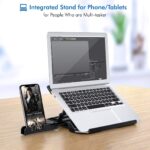 pTron Xmate Adjustable Laptop Tabletop Stand, Air Ventilated, 360° Rotating Base, Portable & Foldable, Integrated Mobile Phone Holder, Compatible w/ 11-15 Inch Laptops/MacBook/Notebook/Tablet (Black) - Image 3