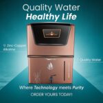 AQUA D PURE RO Water Purifier | Copper + Zinc + Alkaline Technology | Elegant Black & Copper Wall Mount | Ideal for Home & Family (Sonet Gold Zinc) - Image 4