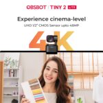 OBSBOT Tiny 2 Lite Webcam | AI Tracking, 4K PTZ, Auto Focus, Gesture Control, 60FPS, HDR | Perfect for Streaming & Video Calls - Matt Black - Image 3