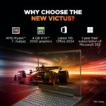 HP Victus, AMD Ryzen 7 7445HS, 4GB RTX 2050, 16GB DDR5(Upgradable) 512GB SSD, FHD, 144Hz, 300 nits, IPS, 15.6''/39.6cm, Win11, M365* Office24, Mica Silver, 2.29kg, fb3123AX, Backlit, Gaming Laptop - Image 4
