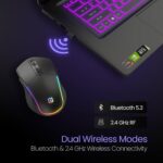 Portronics Toad One Bluetooth Mouse with 2.4 GHz & BT 5.3 Dual Wireless, 6 Buttons, Rechargeable, RGB Lights, Connect 3 Devices, Ergonomic Design for Laptop, Smartphone, Tablet (Black) - Image 3