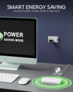 FEDUS Ethernet Switch, 10 to 100Mbps 8 Port Gigabit Ethernet Splitter, Plug & Play, Desktop Network Switch Hub, Unmanaged, Compact, with LED, Fanless Quiet, for Internet Cable, Laptop, Router, NAS - Image 5