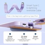 FLiX (Beetel) MagConnect Pro 10k 15W Magnetic Wireless Output,22.5W QC/PD/PPS Pocket Power Bank,Inbuilt Type C & Lightning Reversable cable Input/Output,LED Display,Perfect for iPhone 12,13,14(Purple) - Image 4