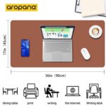 Aropana Vegan Leather Desk Mat | Large Reversible Mouse Pad & Computer Table Protector | Dual-Side Waterproof Extended Laptop Pad with Edge-Stitched Design (90x45cm, Brown and Grey) - Image 3