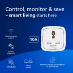 PHILIPS 10A Smart WiFi Plug | Wiz Connected Voice Controlled, Amazon Alexa & Google Assistant Compatible Smart Plug with Energy Consumption Monitoring, Pack of 1 - Image 3