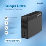 Geonix PowerShell S7 2TB External Hard Drive 3.5-Inch SATA USB 3.1, Upto 5Gbps with UASP Support, Shockproof Protection Compatible with PC/Tablet/Gaming Console with 3 Year Warranty (Black) - Image 3