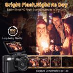 5K Digital Camera - WiFi 75MP Cameras for Photography - UHD Vlogging Camera for YouTube with 3" 180° Flip Screen - Autofocus Compact Video Travel Camara with 18X Zoom, 32GB SD Card, 2 Batteries - Image 4