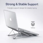 Adjustable Laptop Stand for Desk, Aluminum Foldable Ergonomic Laptop Riser with 6 Angle Height Adjustment, Portable Anti-Slip Ventilated Notebook Holder for MacBook HP Dell Lenovo (Grey) - Image 3