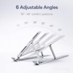 Adjustable Laptop Stand for Desk, Aluminum Foldable Ergonomic Laptop Riser with 6 Angle Height Adjustment, Portable Anti-Slip Ventilated Notebook Holder for MacBook HP Dell Lenovo (Grey) - Image 4