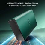 boAt Energyshroom PB400 Pro 20000 mAh 22.5W Pocket Size, Compact Power Bank, Fast Charging (2X Output Ports, Supports Android, iPhone, Tablets, Earbuds, etc.) (Emerald Green) - Image 4