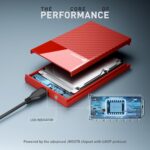 Cablet 2.5 Inch SATA USB 3.0 HDD/SSD Portable External Enclosure for 7mm and 9.5mm, Tool-Free Design, Supports UASP Max 6TB (HD2577-U3-RD) - Image 4