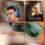 Boat Rockerz 430, 40mm Drivers, 40ms Latency, 40H Battery, ENx Tech, Adaptive Fit, Stream Ad Free Music via App Support, Bluetooth Headphones, Wireless Over Ear Headphone with Mic (Black Sabre) - Image 4