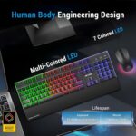 Ant Esports KM500W Pro Wireless Gaming Keyboard Mouse Combo, Rechargeable 104 Key LED Light Up Keyboard Ergonomic Wireless Gaming Mouse, Backlit Mouse Keyboard for Xbox PS5 PS4 PC Laptop - Image 5