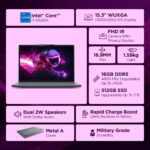 Lenovo Smartchoice Ideapad Slim 3, 13th Gen Intel Core i7 13620H, 16GB RAM, 512GB SSD, WUXGA IPS, 15.3"/38.8cm, Win 11, Office 2024, Top Metal Cover Grey, 1.6Kg, 83K100CJIN/S1IN, Backlit KB, Laptop - Image 3