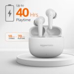 amazon basics TWS in-Ear Earbuds (S94) with Fast Charging up to 40 Hours of Playtime | Dual 10mm Driver | IPX4 Water-Resistance | Bluetooth 5.3 | Touch Control (White) - Image 3