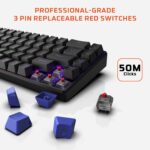 EvoFox Katana S Mini Wired Mechanical Keyboard | Hot-Swappable Silent Red Switches | 68-Key Compact Layout | Vivid Rainbow Backlighting | 1000Hz Polling Rate, All Keys Anti-Ghosting (Black) - Image 3