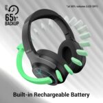 ZEBRONICS Envy 2, Wireless Over Ear Headphone, ENC, Upto 65* Hours Playback, Gaming Mode, Dual Pairing, Bluetooth v5.3, AUX, Call Function, Voice Assistant, Foldable Design, Detachable Mic (Black) - Image 3