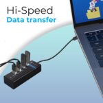 Zebronics 300HB 4 Port USB 3.0 Hub with Hi-Speed Data Transfer, LED Indication, 15cm Cable, Backward Compatible, Multi Device Connection, Plug Play Usage, Glossy Finish and Lightweight Design - Image 4