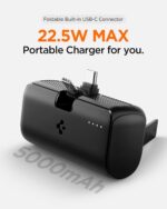 Spigen ArcPack 5000mAh Power Bank with Built-in Foldable Type-C Connector and Stand, 22.5W Fast Charging, 1 USB-C Connector, 1 USB-C Port - (ABS + PC | Black) - Image 3