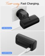 Spigen ArcPack 5000mAh Power Bank with Built-in Foldable Type-C Connector and Stand, 22.5W Fast Charging, 1 USB-C Connector, 1 USB-C Port - (ABS + PC | Black) - Image 4