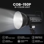 HIFFIN (COB-150P) 150W Bi Color Continuous LED Light with 18CM Reflector & Infrared Remote, AC Power, 3200K-5600K Color Temperature Control, 13800lx @1m, Ideal for Photography and Videography - Image 3