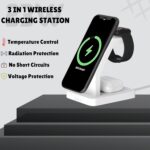 Sakit® Wireless Charger 3In1 23W Mag-Safe Stand For iPhone 16/16 Plus/16 Pro/16 Pro Max,iPhone 15/15 Plus/15 Pro/15 Pro Max,Iphne 14/13/12,Airpods 3Rd/2Nd Gen,Series 10/9/8/7/6/5/4/3/2/1 Se-White - Image 3