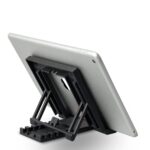 LIRAMARK Portable Tabletop Tablet Stand Mobile Holder, Desktop Stand, Cradle, Dock for iPad, Smartphone, Kindle, E-Reader, Fully Foldable, Adjustable Angle, Black - Image 4