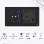 HomeMate Smart Touch Switch Panel (Black) with Golden Bezel | Edge Series | 2 Switch, 1 Fan & 1 Socket with Quick Charge USB's |Compatible with 4 Gang Box| Works with Alexa, Google Assistant & Siri - Image 4