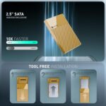 Cablet 2.5 Inch SATA USB 3.0 HDD/SSD Portable External Enclosure for 7mm and 9.5mm, Tool-Free Design, Supports UASP Max 6TB (HD2577-U3-YL) - Image 5