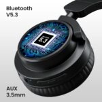 Portronics Muffs M2 Bluetooth Headphones On Ear with Upto 40 Hrs Playtime, 40mm Dynamic Drivers, AUX 3.5mm, Powerful Bass, Laptop & PC Support, Type C Charging Port, Foldable Design(Black) - Image 3