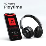 Portronics Muffs M2 Bluetooth Headphones On Ear with Upto 40 Hrs Playtime, 40mm Dynamic Drivers, AUX 3.5mm, Powerful Bass, Laptop & PC Support, Type C Charging Port, Foldable Design(Black) - Image 4