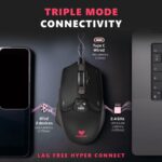 EvoFox Banshee 2 Wireless Gaming Mouse with Display Tri-Mode (2X BT,2.4G&Wired) | PixArt Sensor, 1000Hz Polling Rate, 12,000 DPI, 6 Programmable Buttons, Software Support - Image 3